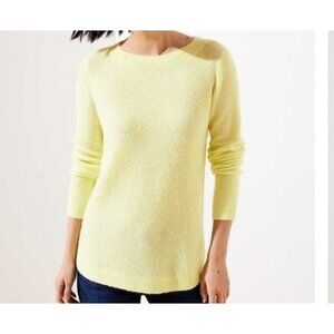 LOFT Textured Shirttail Sweater Neon Yellow 498560 Crew Neck Knit Womens Small S